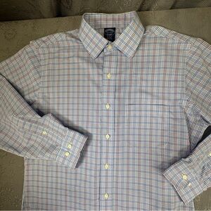 Brooks Brother Blue Plaid Check Button Up Shirt 15.5 / 45” Chest